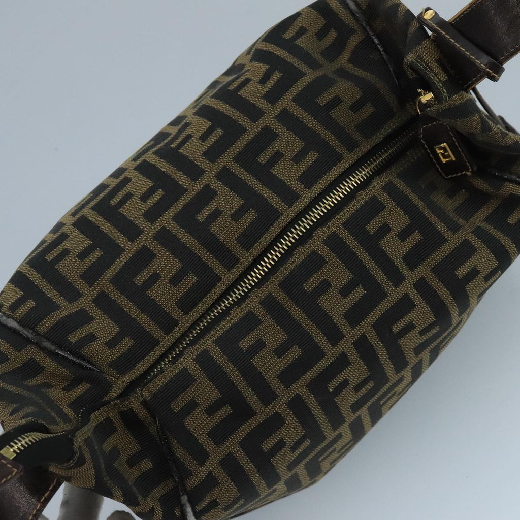 FENDI Zucca Canvas Vanity Pouch Brown Black gold 111462