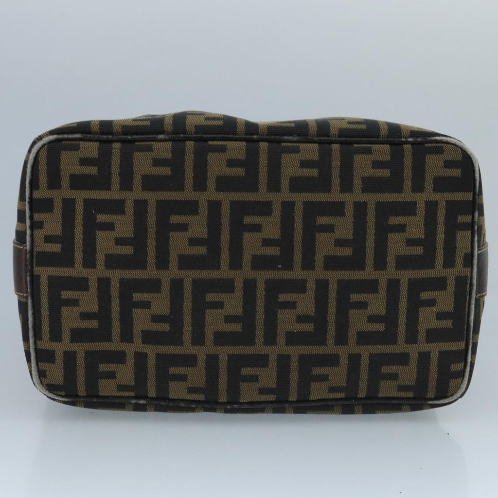 FENDI Zucca Canvas Vanity Pouch Brown Black gold 111462