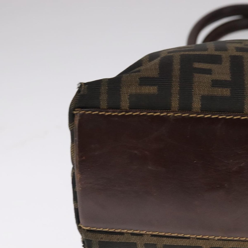 FENDI Zucca Canvas Hand Bag 2way Brown Black 111463