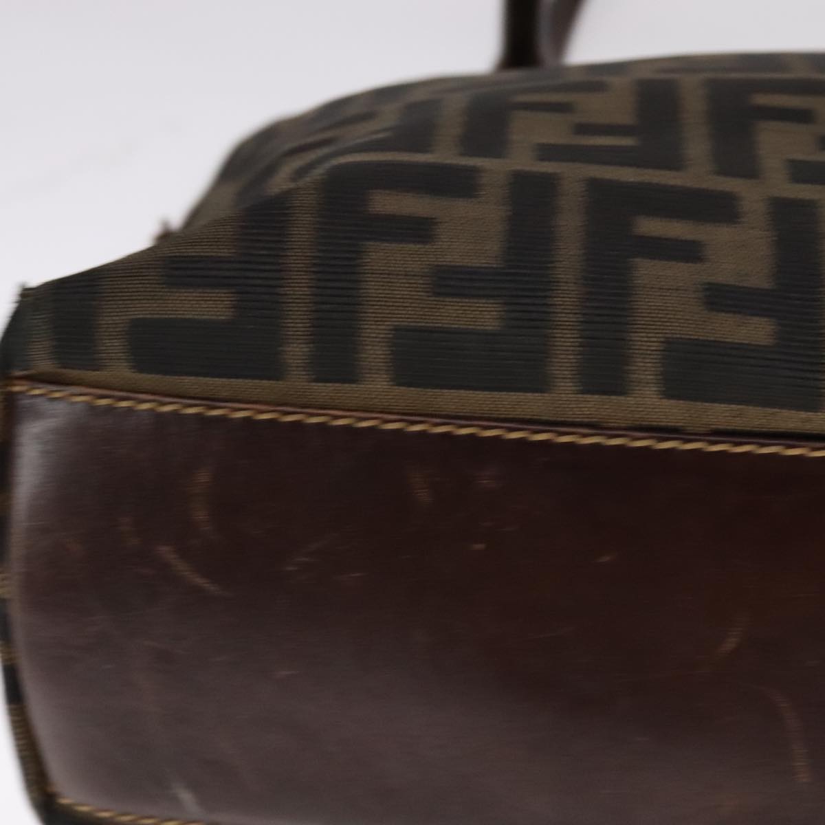 FENDI Zucca Canvas Hand Bag 2way Brown Black 111463
