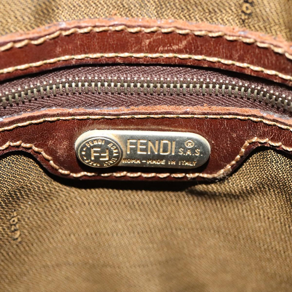 FENDI Zucca Canvas Hand Bag 2way Brown Black 111463
