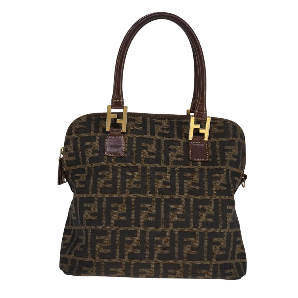 FENDI Zucca Canvas Hand Bag 2way Brown Black 111463