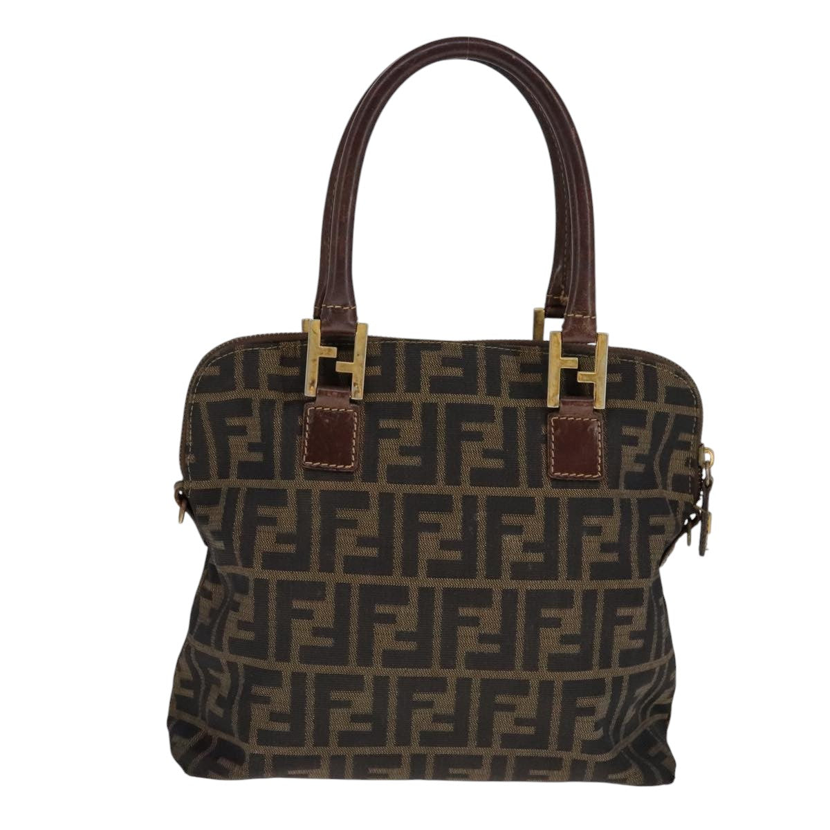 FENDI Zucca Canvas Hand Bag 2way Brown Black 111463