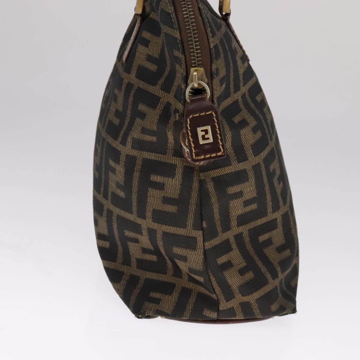 FENDI Zucca Canvas Hand Bag 2way Brown Black 111463