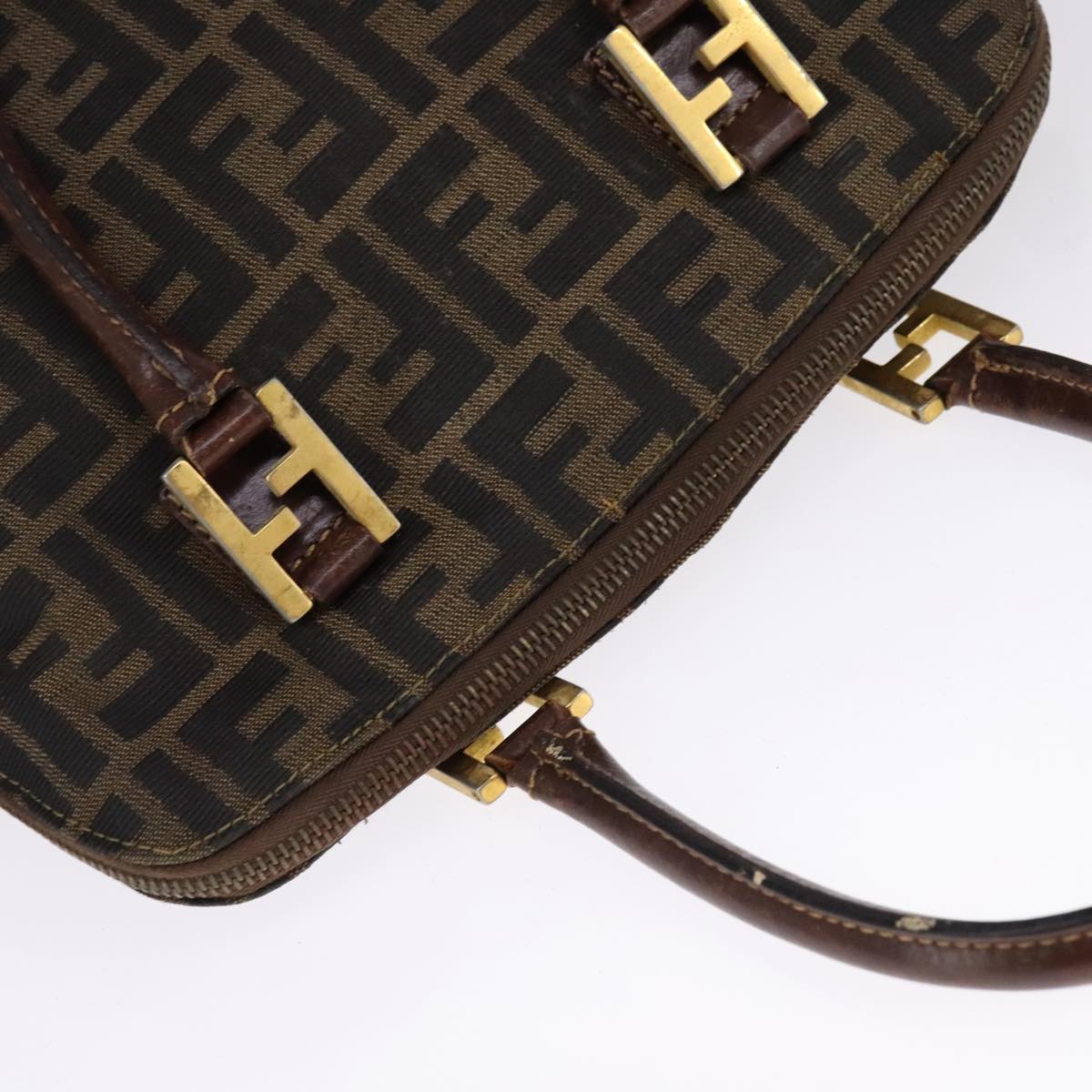FENDI Zucca Canvas Hand Bag 2way Brown Black 111463