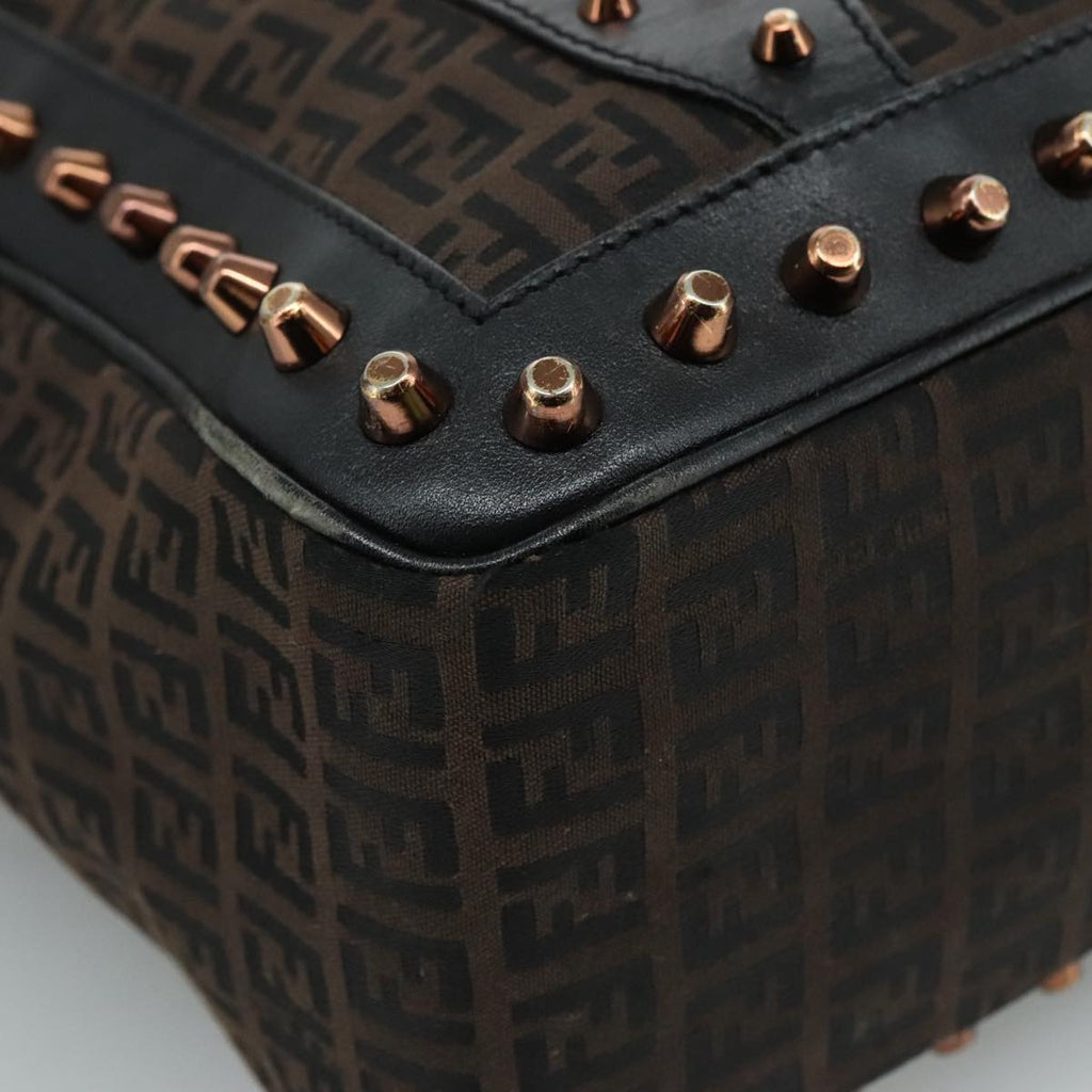 FENDI Zucchino Canvas Hand Bag Black 111601