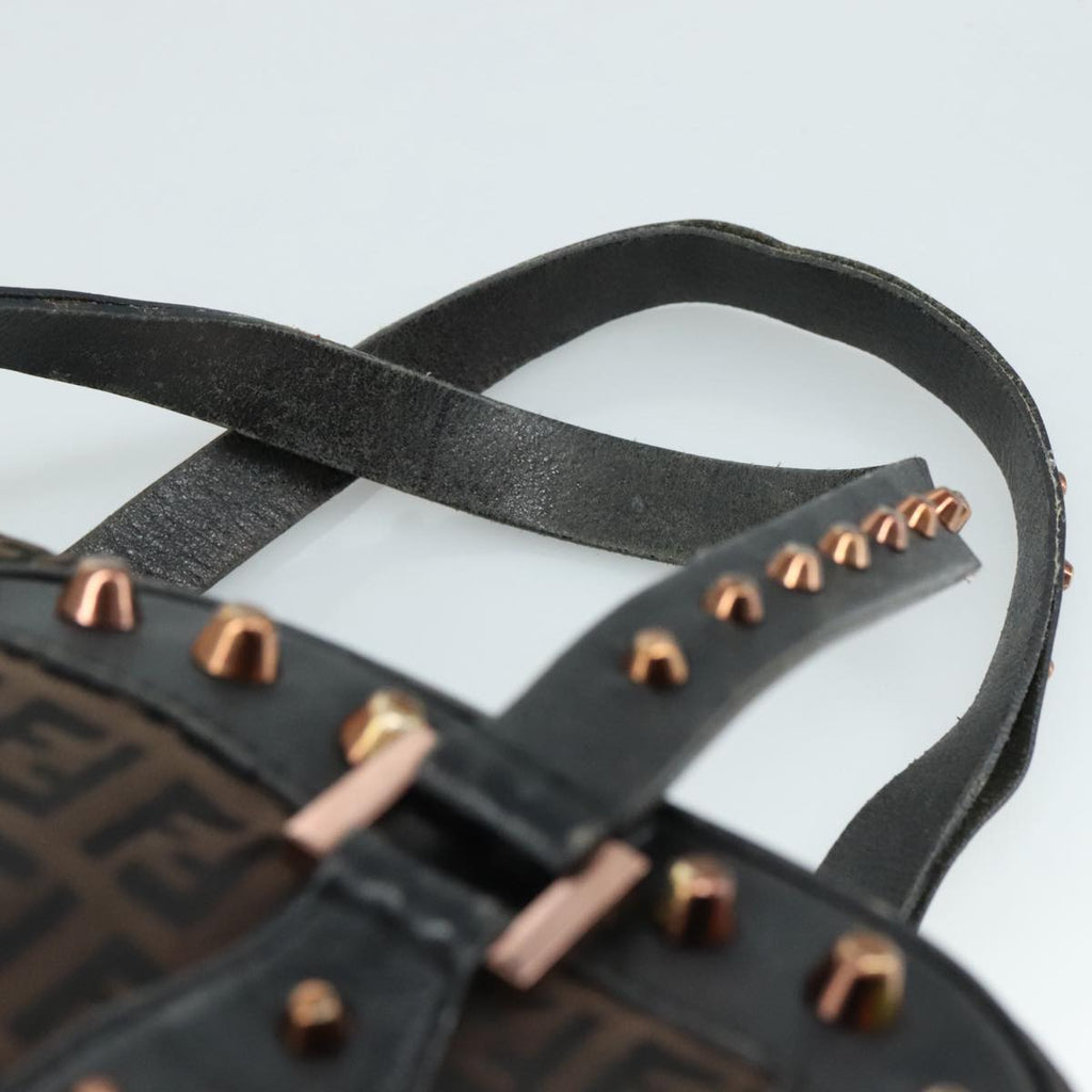 FENDI Zucchino Canvas Hand Bag Black 111601