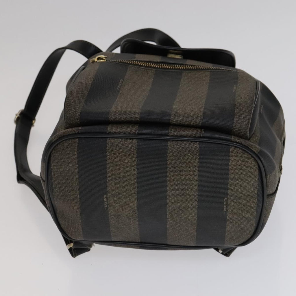 FENDI Pecan Canvas Backpack Brown Black gold 111604