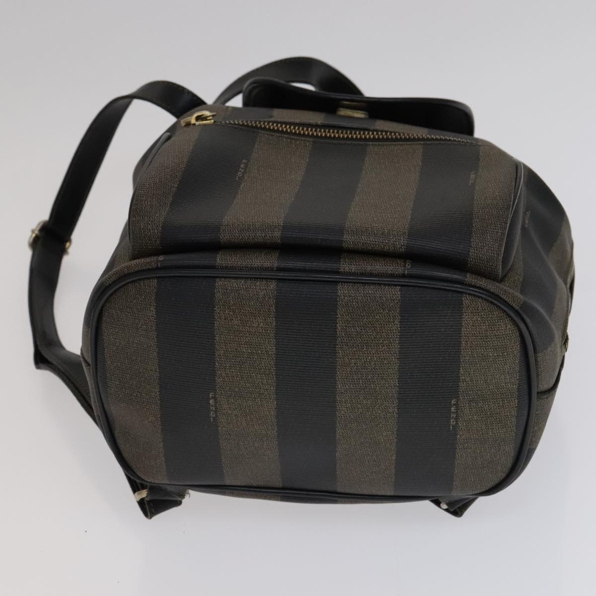 FENDI Pecan Canvas Backpack Brown Black gold 111604