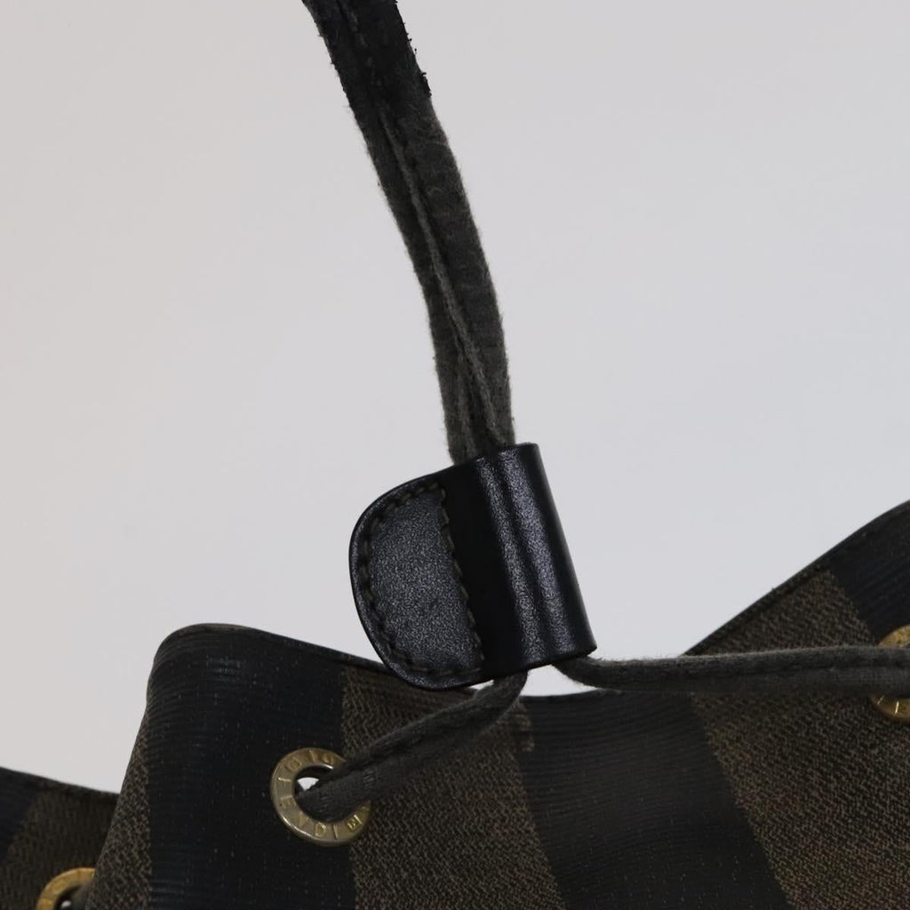 FENDI Pecan Canvas Backpack Brown Black gold 111604