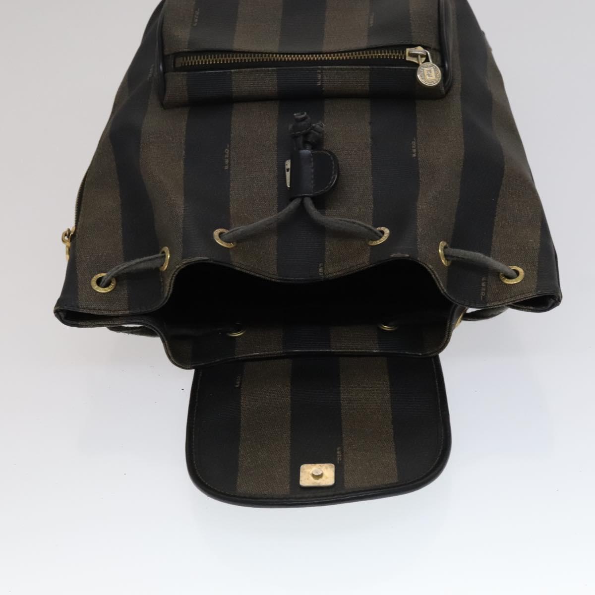 FENDI Pecan Canvas Backpack Brown Black gold 111604