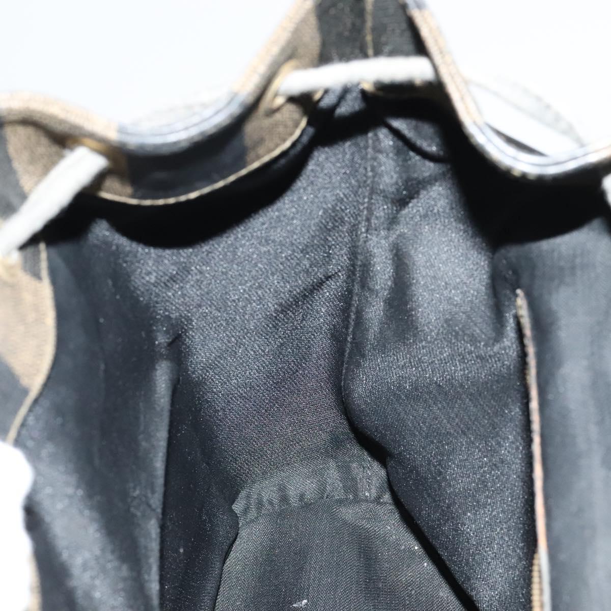 FENDI Pecan Canvas Backpack Brown Black gold 111604