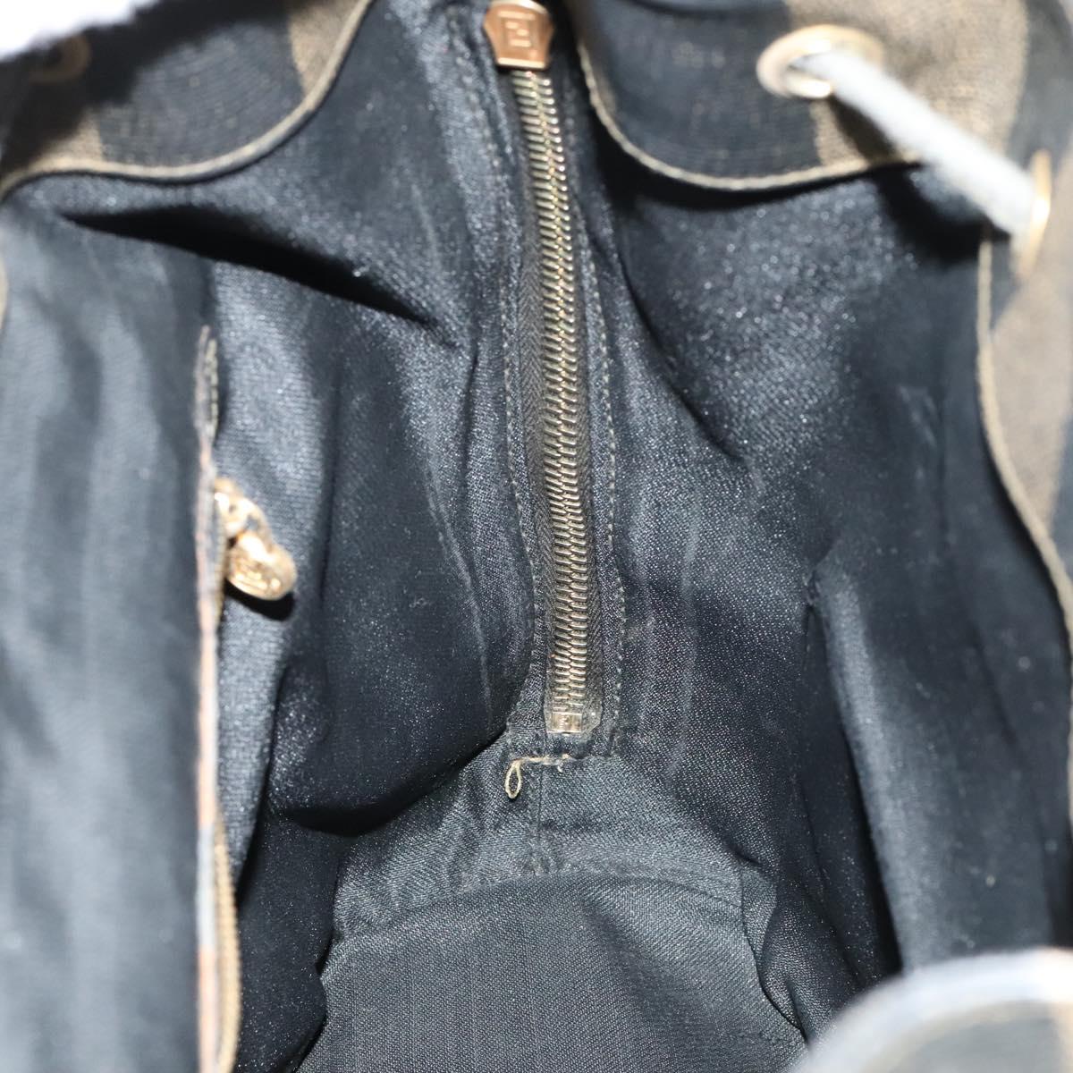FENDI Pecan Canvas Backpack Brown Black gold 111604