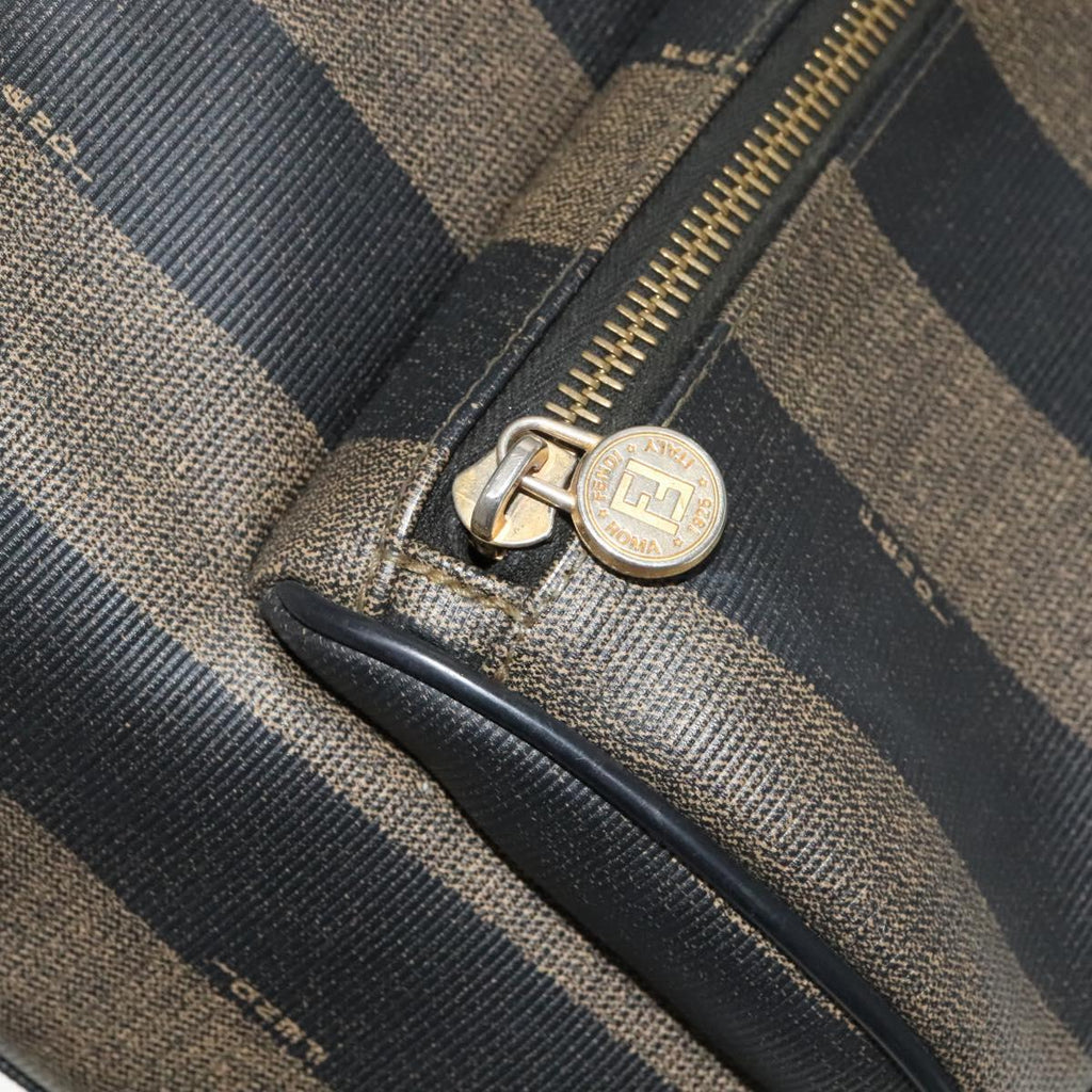 FENDI Pecan Canvas Backpack Brown Black gold 111604