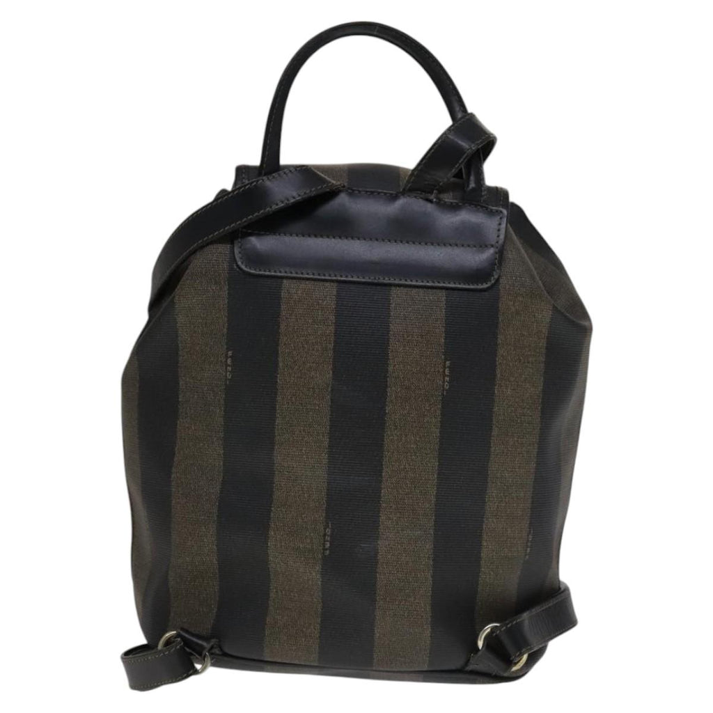 FENDI Pecan Canvas Backpack Brown Black gold 111604