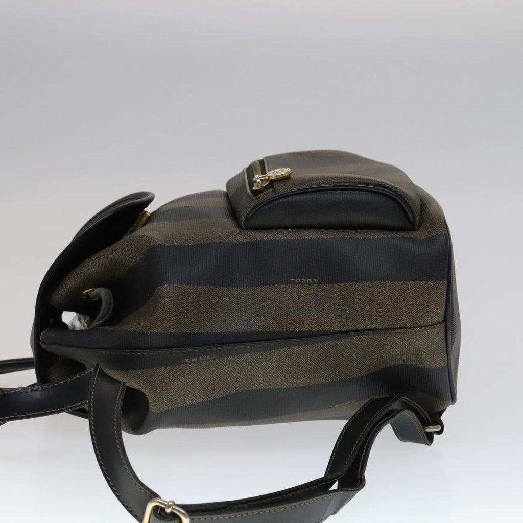 FENDI Pecan Canvas Backpack Brown Black gold 111604