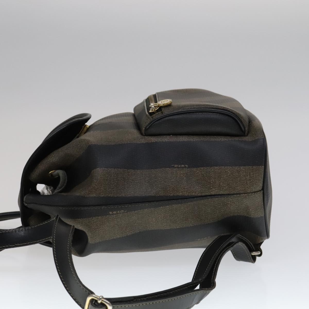 FENDI Pecan Canvas Backpack Brown Black gold 111604