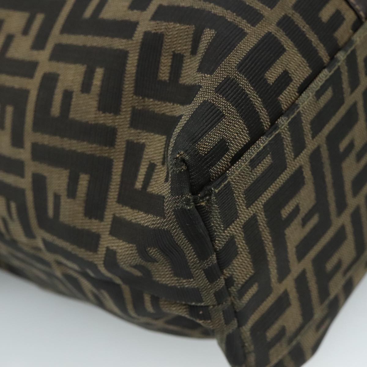FENDI Zucca Canvas Shoulder Bag Brown Black 111665