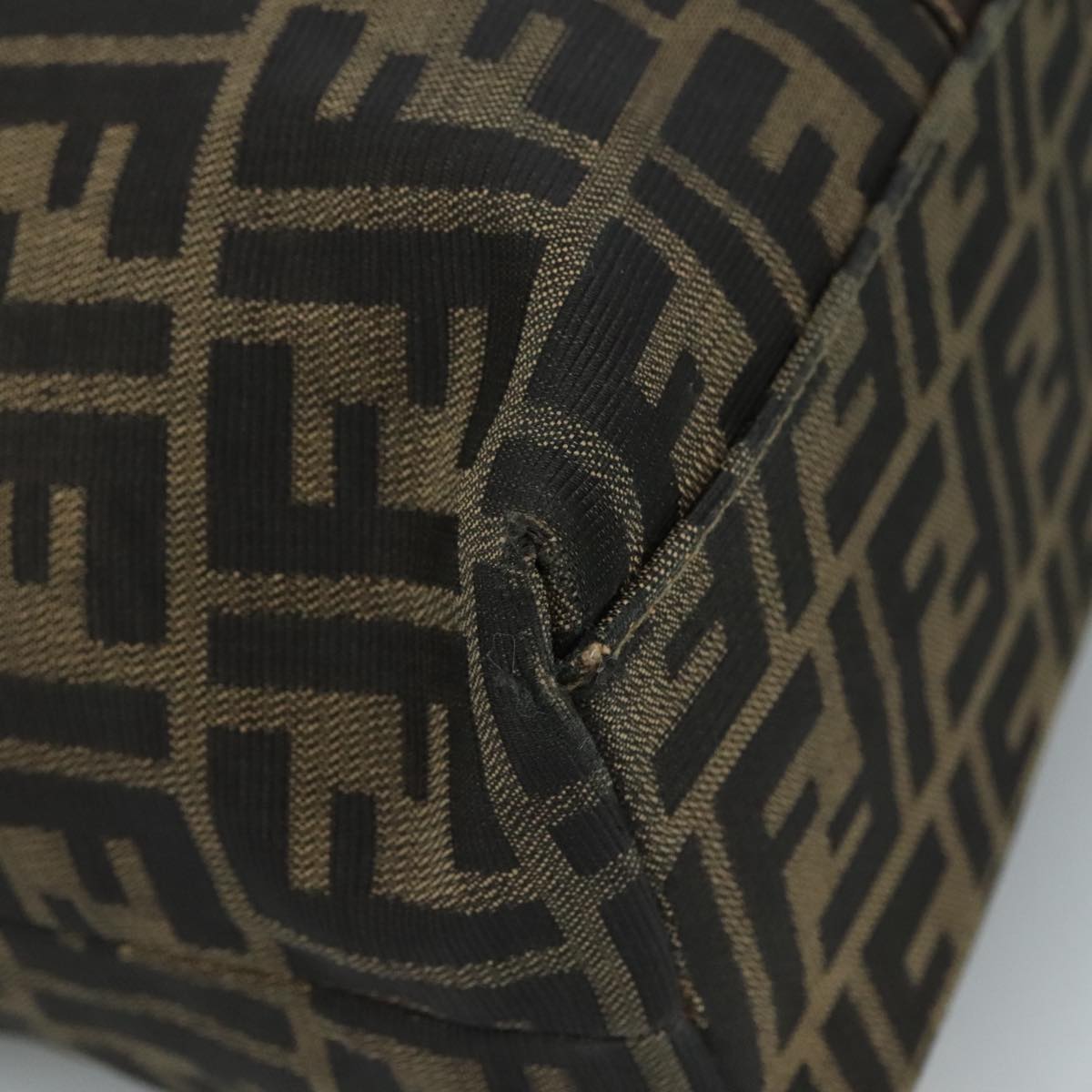 FENDI Zucca Canvas Shoulder Bag Brown Black 111665