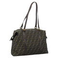 FENDI Zucca Canvas Shoulder Bag Brown Black 111665