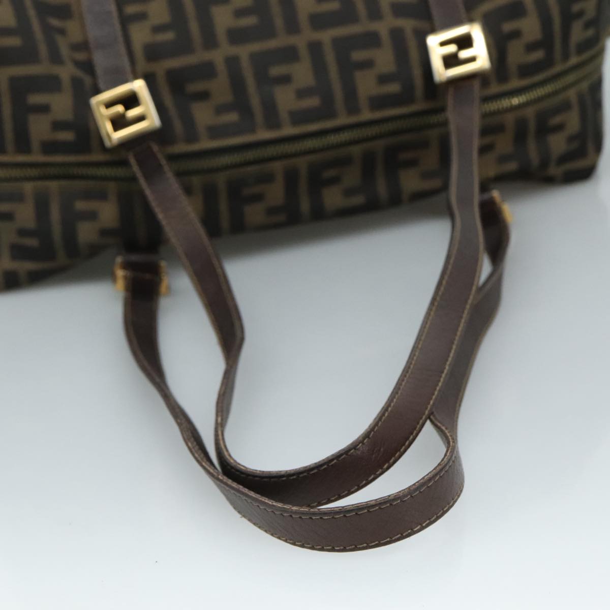 FENDI Zucca Canvas Shoulder Bag Brown Black 111665