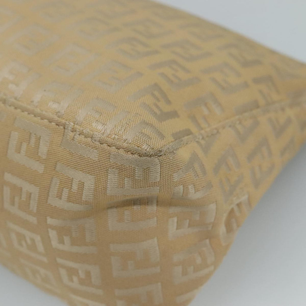FENDI Zucchino Canvas Shoulder Bag Beige 111690