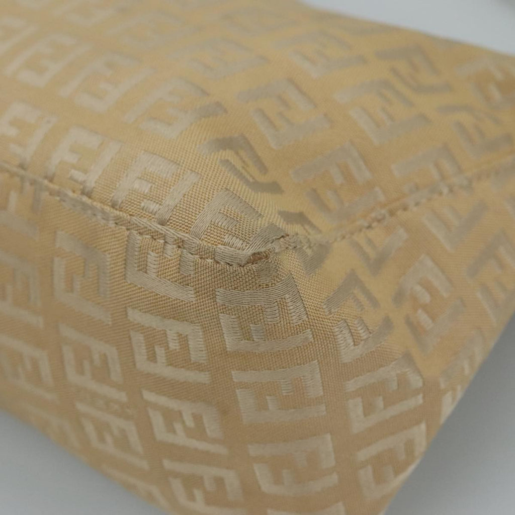 FENDI Zucchino Canvas Shoulder Bag Beige 111690