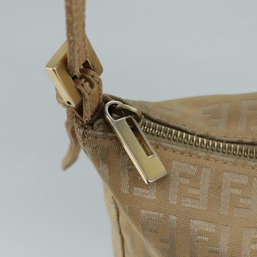 FENDI Zucchino Canvas Shoulder Bag Beige 111690