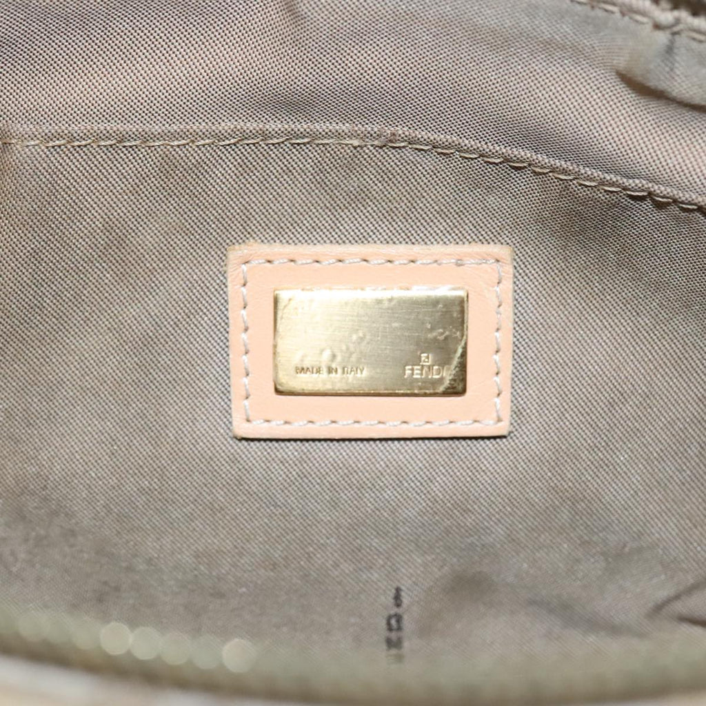 FENDI Zucchino Canvas Shoulder Bag Beige 111690