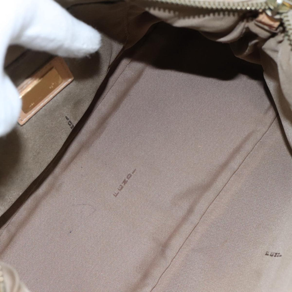 FENDI Zucchino Canvas Shoulder Bag Beige 111690