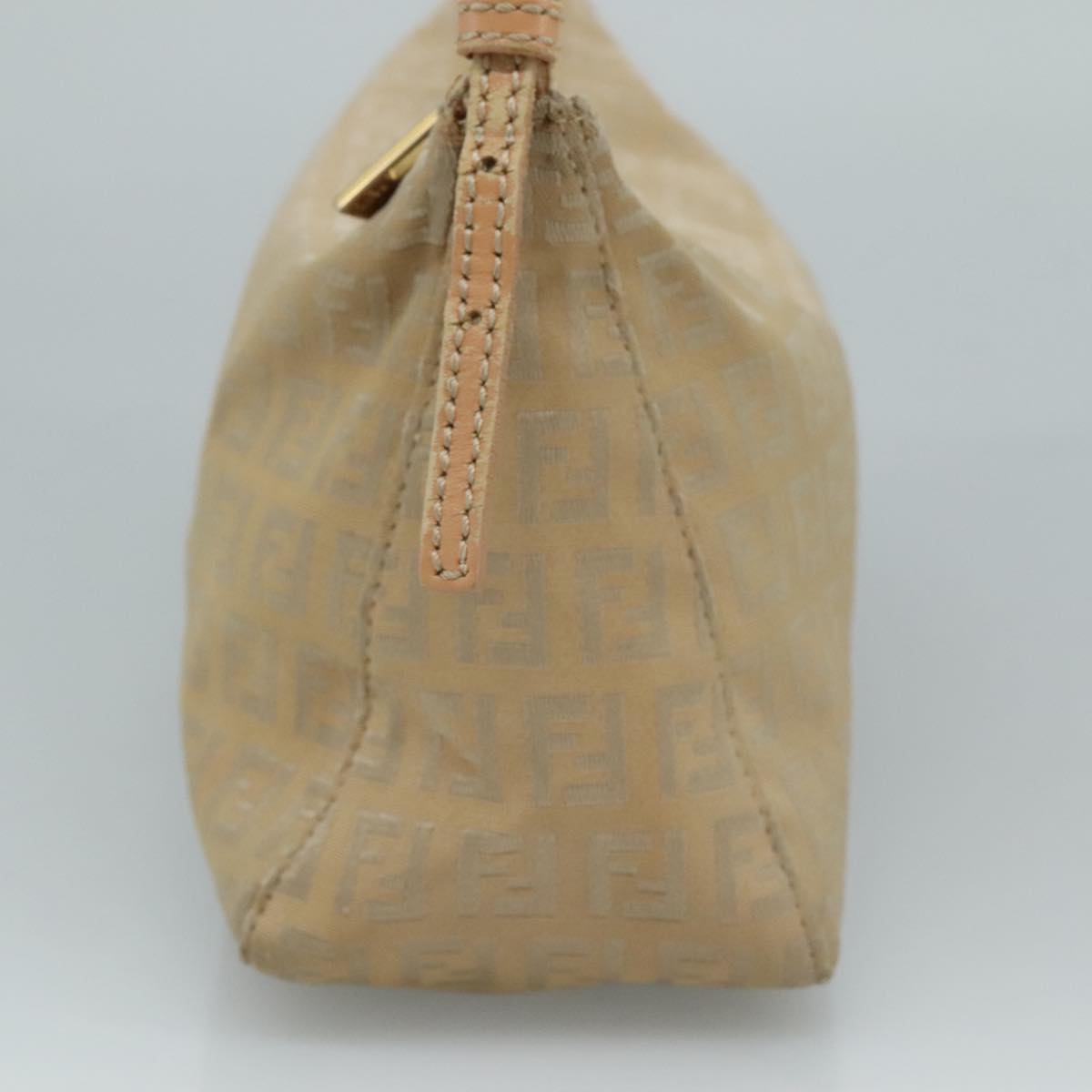 FENDI Zucchino Canvas Shoulder Bag Beige 111690