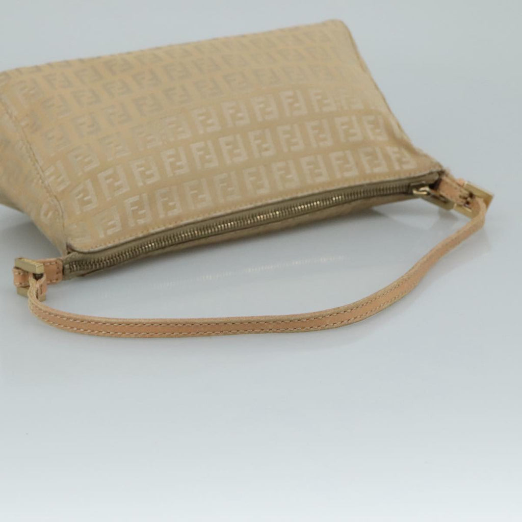 FENDI Zucchino Canvas Shoulder Bag Beige 111690