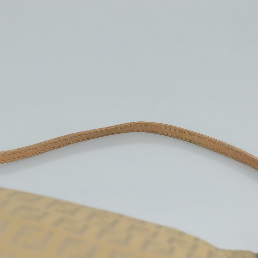 FENDI Zucchino Canvas Shoulder Bag Beige 111690