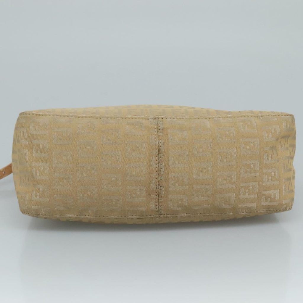FENDI Zucchino Canvas Shoulder Bag Beige 111690