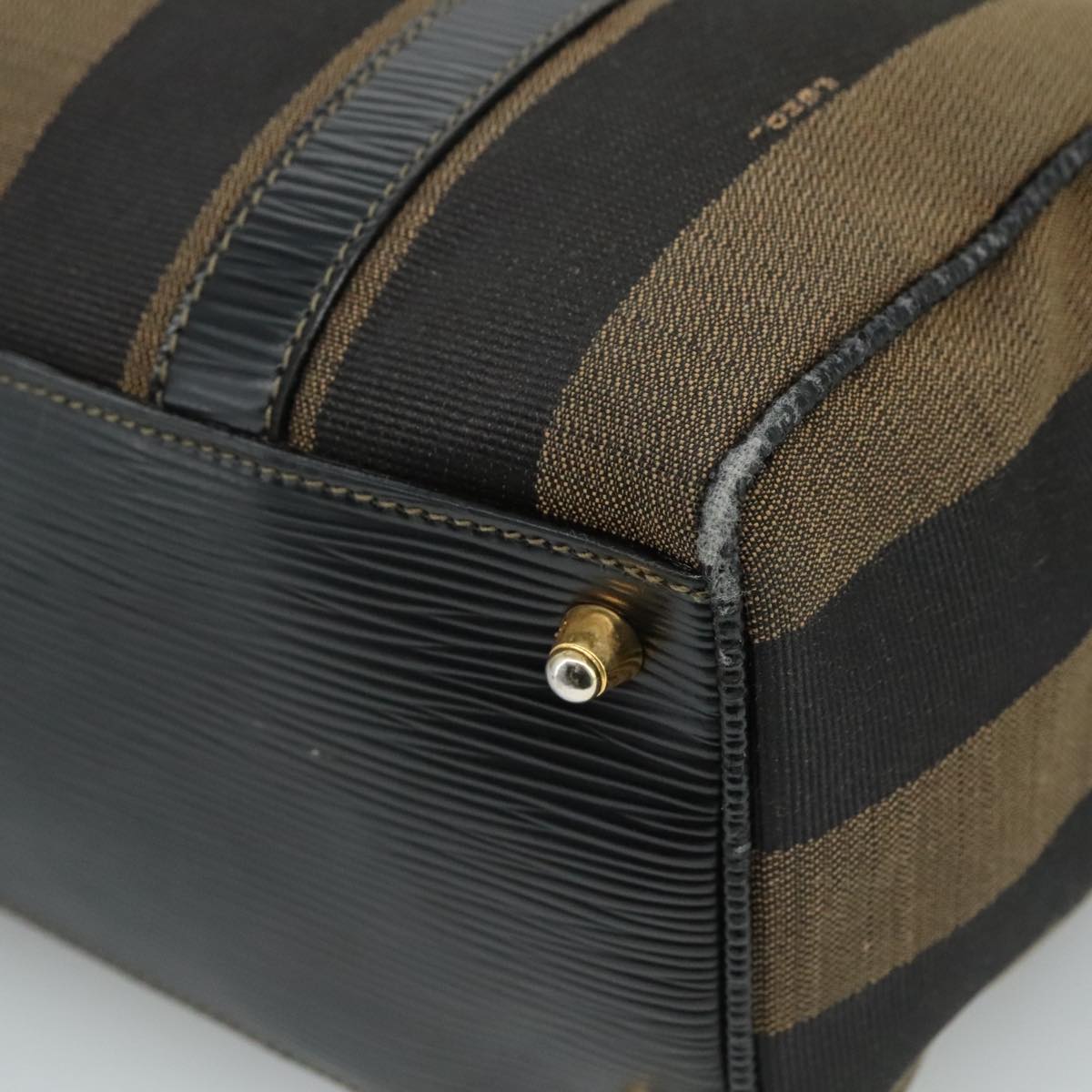 FENDI Pecan Canvas Hand Bag 2way Brown Black gold 111719