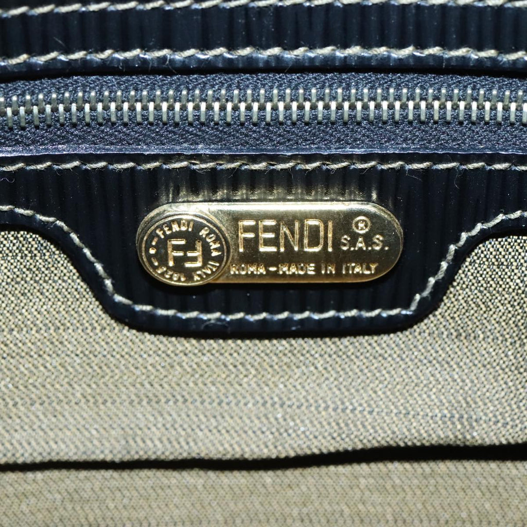 FENDI Pecan Canvas Hand Bag 2way Brown Black gold 111719