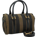 FENDI Pecan Canvas Hand Bag 2way Brown Black gold 111719