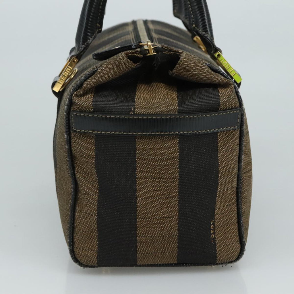 FENDI Pecan Canvas Hand Bag 2way Brown Black gold 111719
