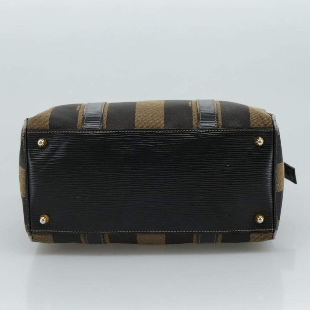 FENDI Pecan Canvas Hand Bag 2way Brown Black gold 111719