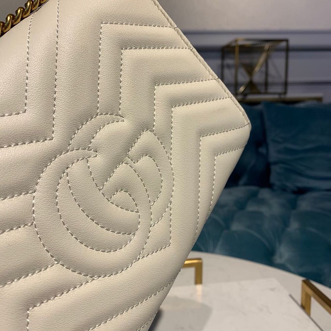 gg Marmont Matelassé Mini Bag White Matelassé For Women 8in/20cm gg 474575 DTD5N 9022