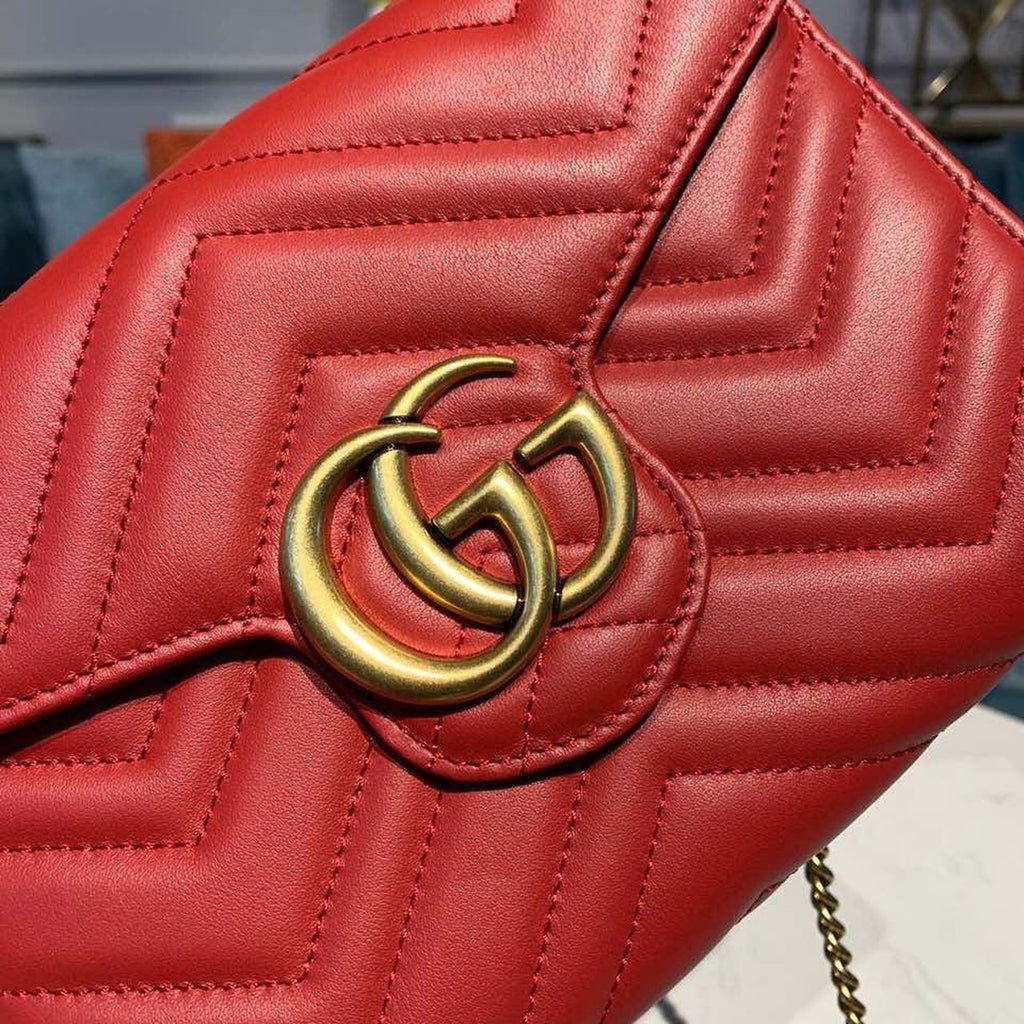 gg Marmont Matelassé Mini Bag Dusty Red Matelassé For Women 8in/20cm gg 474575