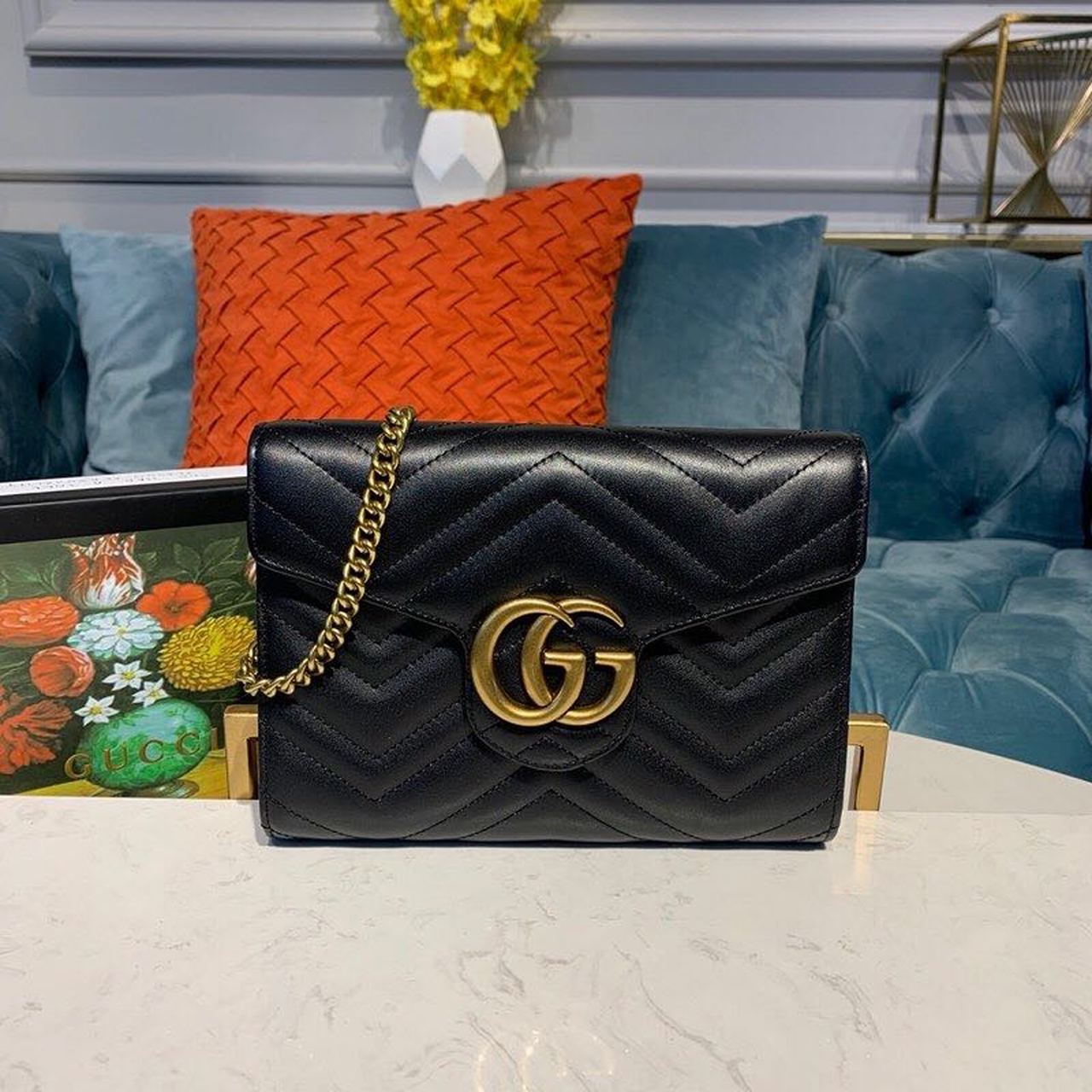 Glami Marmont MatelassÃƒÂ© Mini Bag Black MatelassÃƒÂ© Chevron With Glami On The Back For Women 8in/20cm Glami 474575 DTD1T 1000