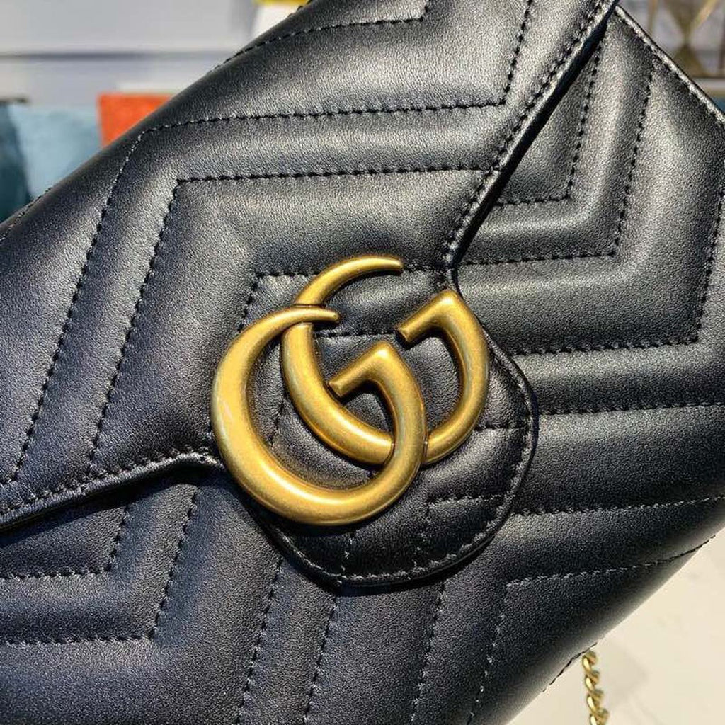 Glami Marmont MatelassÃƒÂ© Mini Bag Black MatelassÃƒÂ© Chevron With Glami On The Back For Women 8in/20cm Glami 474575 DTD1T 1000