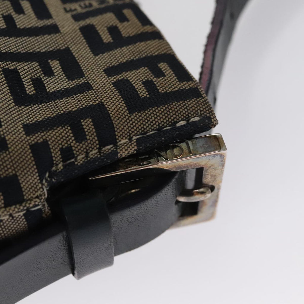 FENDI Zucchino Canvas Mamma Baguette Shoulder Bag Navy Silver 111785
