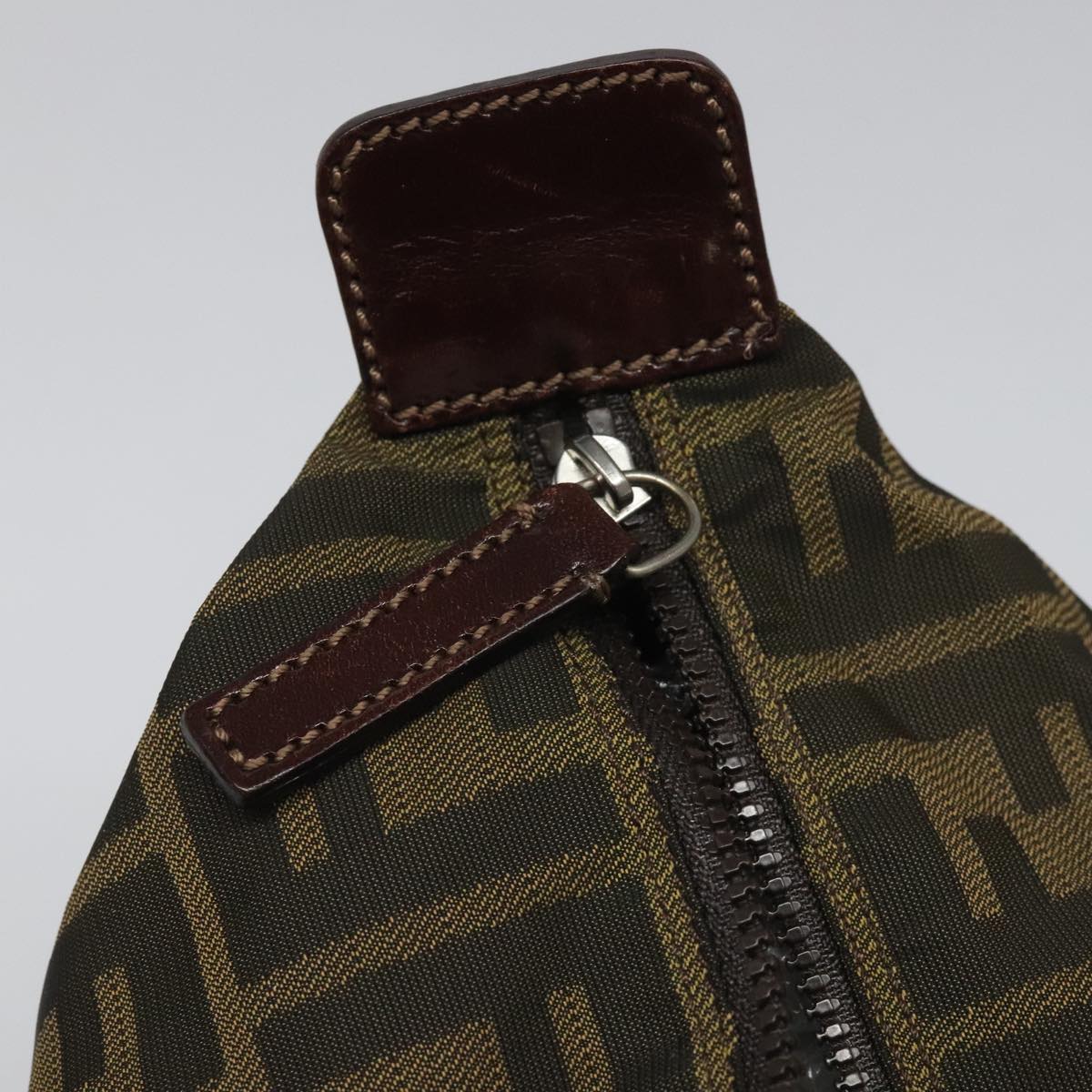 FENDI Zucca Canvas Pouch Brown Black Silver 111841