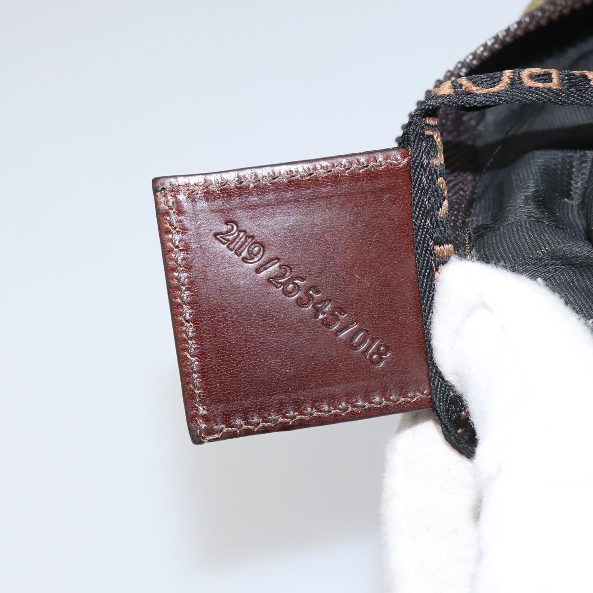 FENDI Zucca Canvas Pouch Brown Black Silver 111841