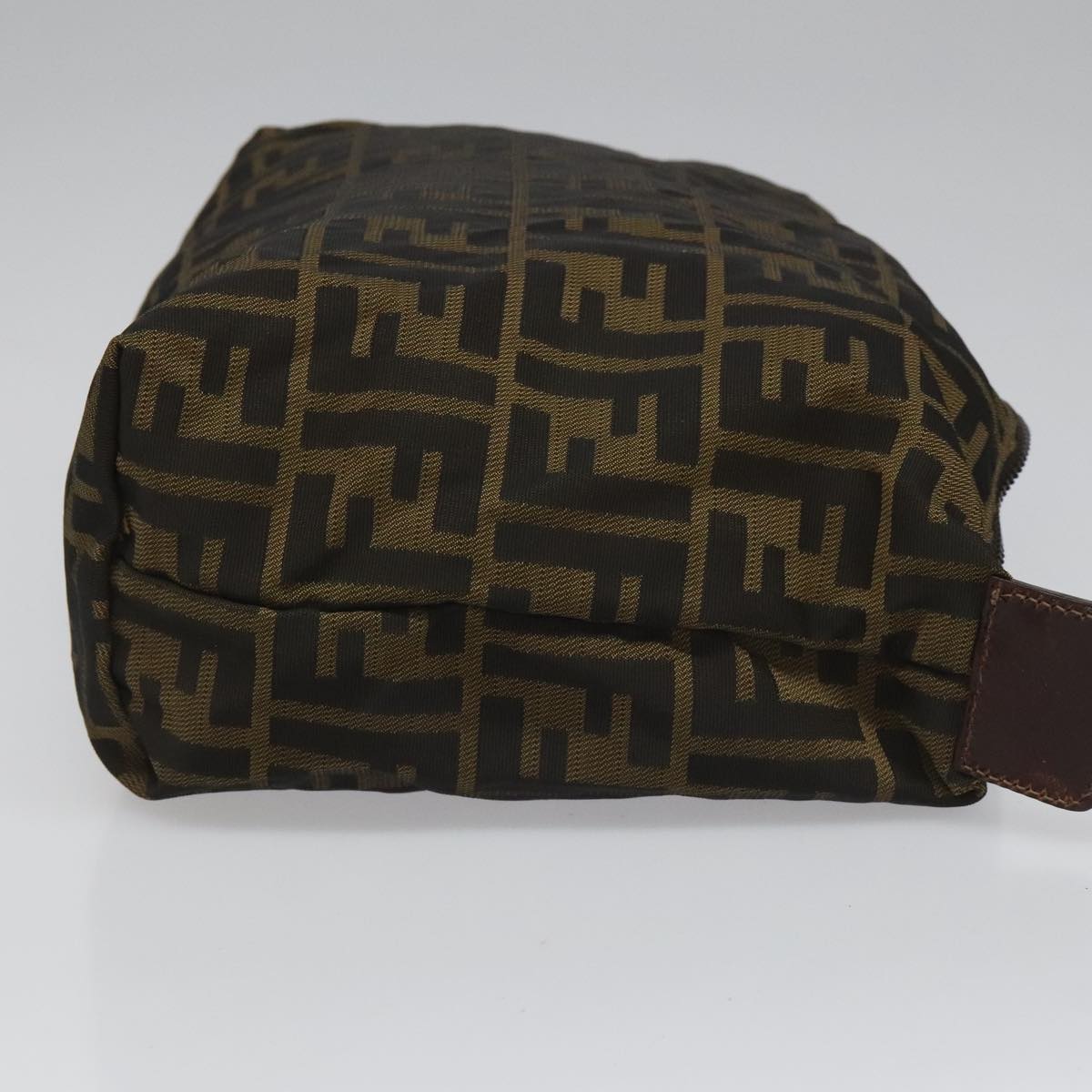 FENDI Zucca Canvas Pouch Brown Black Silver 111841