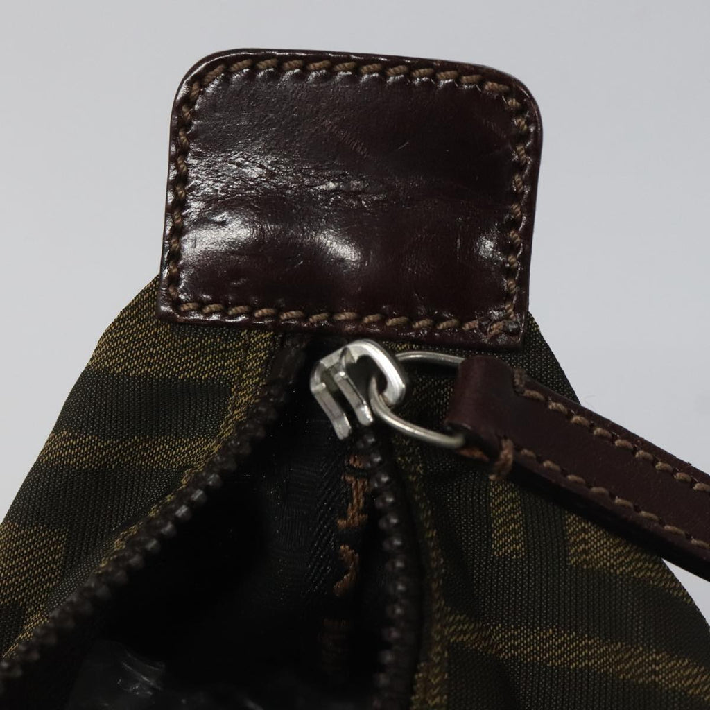 FENDI Zucca Canvas Pouch Brown Black Silver 111841