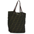 FENDI Zucca Canvas Hand Bag Nylon Black Khaki Silver 111882