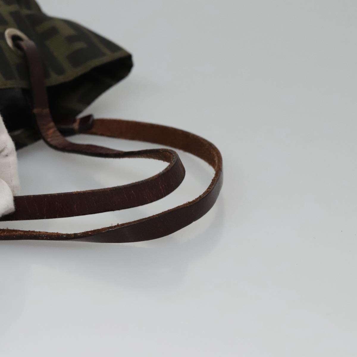 FENDI Zucca Canvas Hand Bag Nylon Black Khaki Silver 111882